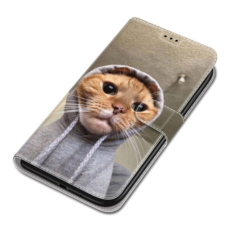 Lederhüllen Samsung Galaxy S24 Ultra 5g Handyhülle Katze Im Gelben Trägerpullover