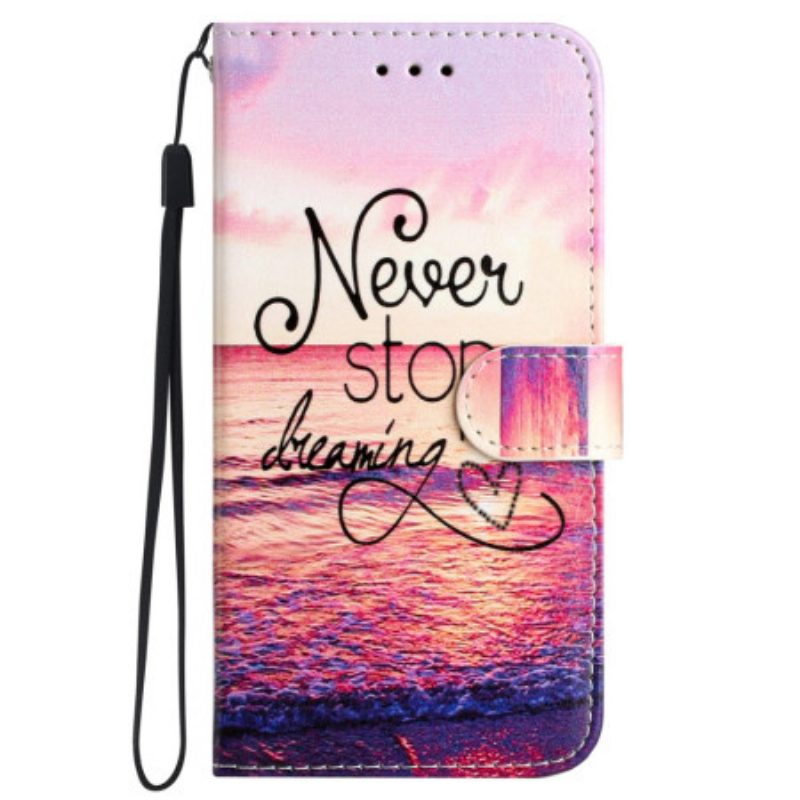 Lederhüllen Samsung Galaxy S24 Ultra 5g Handyhülle Never Stop Dreaming Mit Strap