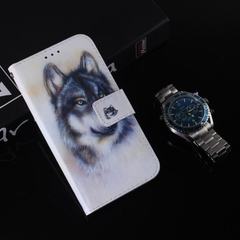 Lederhüllen Samsung Galaxy S24 Ultra 5g Handyhülle Wolf-aquarell