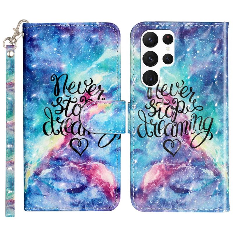 Lederhüllen Samsung Galaxy S24 Ultra 5g Never Stop Dreaming Mit Strap