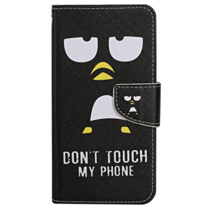 Lederhüllen Samsung Galaxy S24 Ultra 5g Pinguin Don't Touch My Phone Lanyard