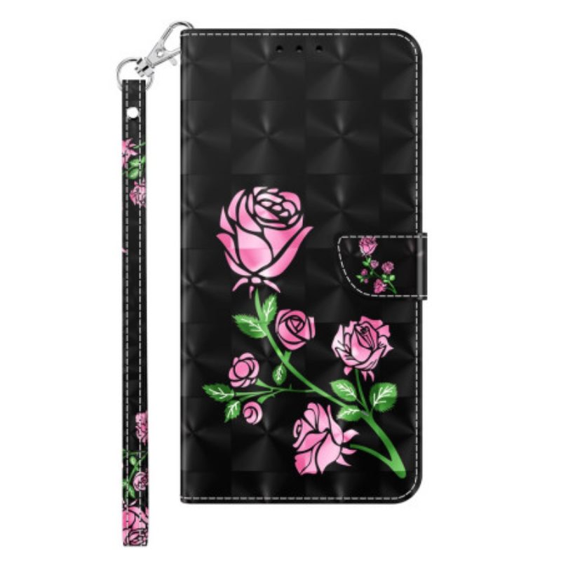 Lederhüllen Samsung Galaxy S24 Ultra 5g Rosenblüten Mit Riemen