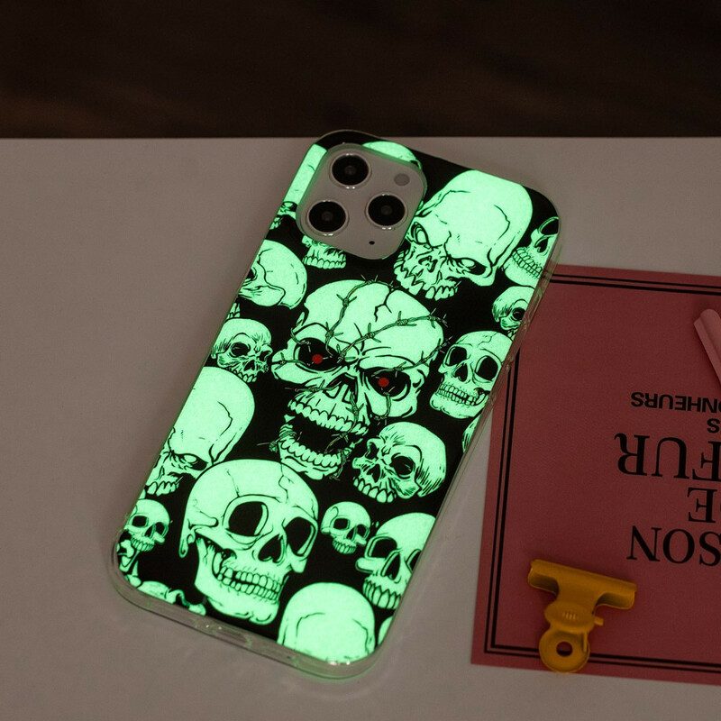 Handyhülle Für iPhone 12 Pro Max Achtung Fluoreszierende Totenköpfe