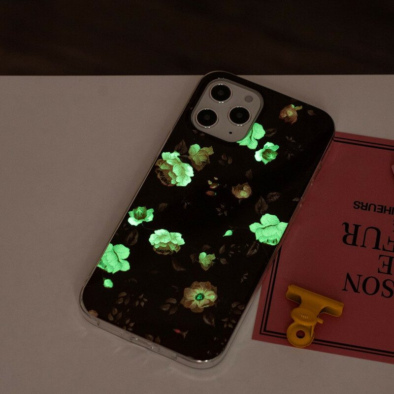 Handyhülle Für iPhone 12 Pro Max Fluoreszierende Blumenserie