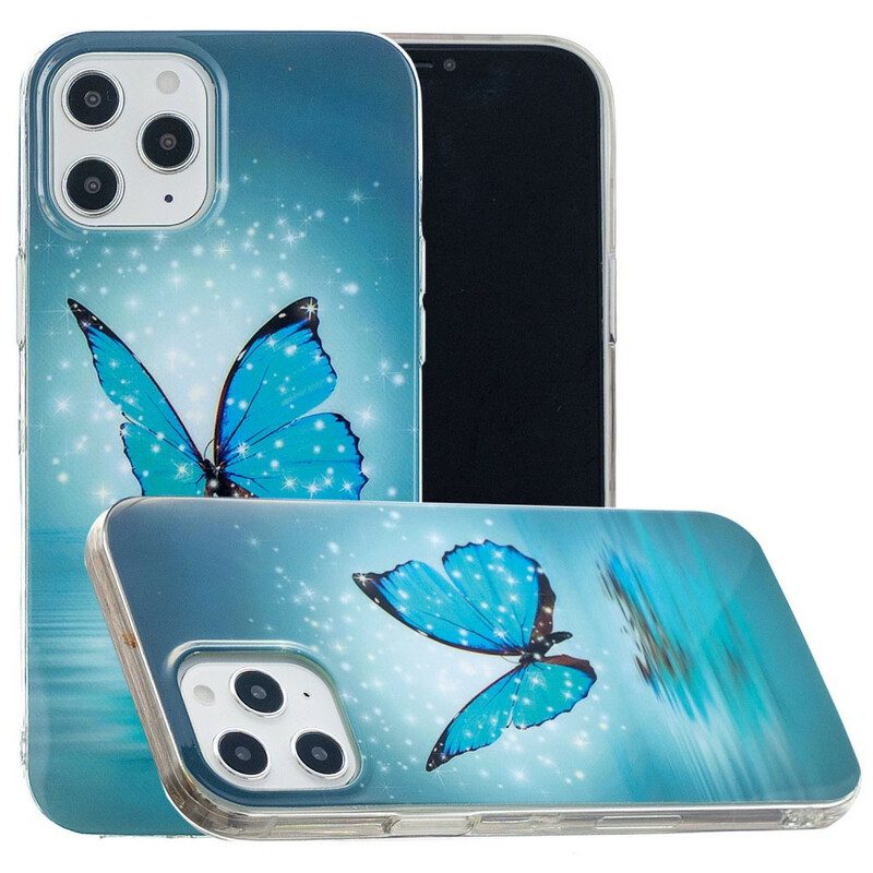 Handyhülle Für iPhone 12 Pro Max Fluoreszierender Blauer Schmetterling