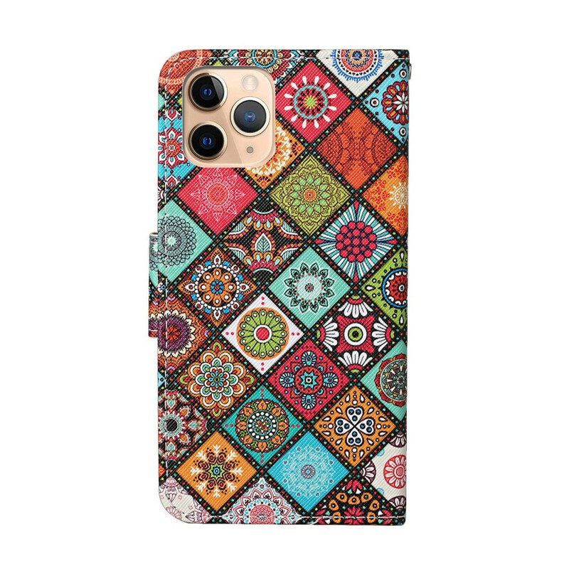 Lederhüllen Für iPhone 12 Pro Max Patchwork-mandalas Mit Schlüsselband