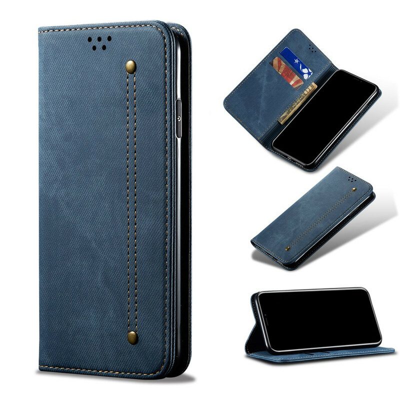 Schutzhülle Für iPhone 12 Pro Max Flip Case Kunstleder-jeans-textur