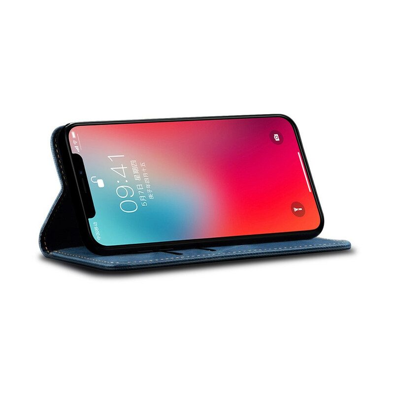 Schutzhülle Für iPhone 12 Pro Max Flip Case Kunstleder-jeans-textur