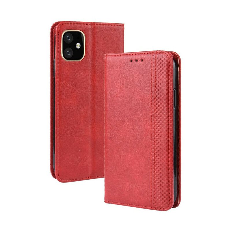 Schutzhülle Für iPhone 12 Pro Max Flip Case Stilisierter Vintage-ledereffekt