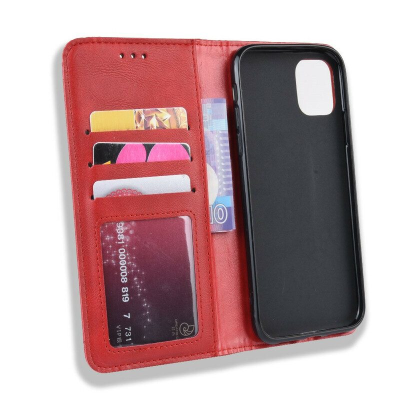 Schutzhülle Für iPhone 12 Pro Max Flip Case Stilisierter Vintage-ledereffekt