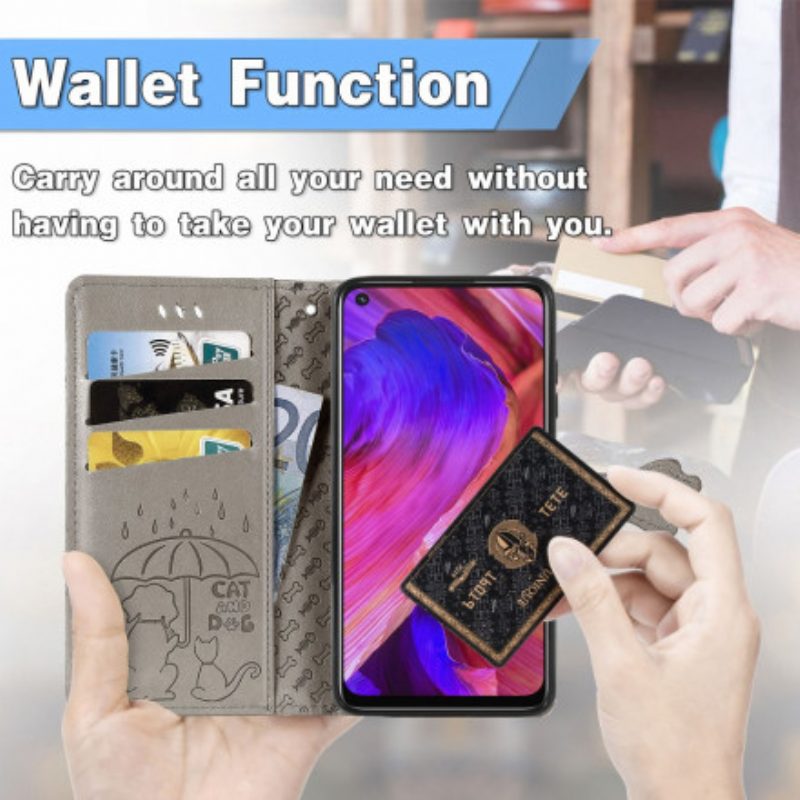 Flip Case Für Oppo A54 5G / A74 5G Animierte Tiere