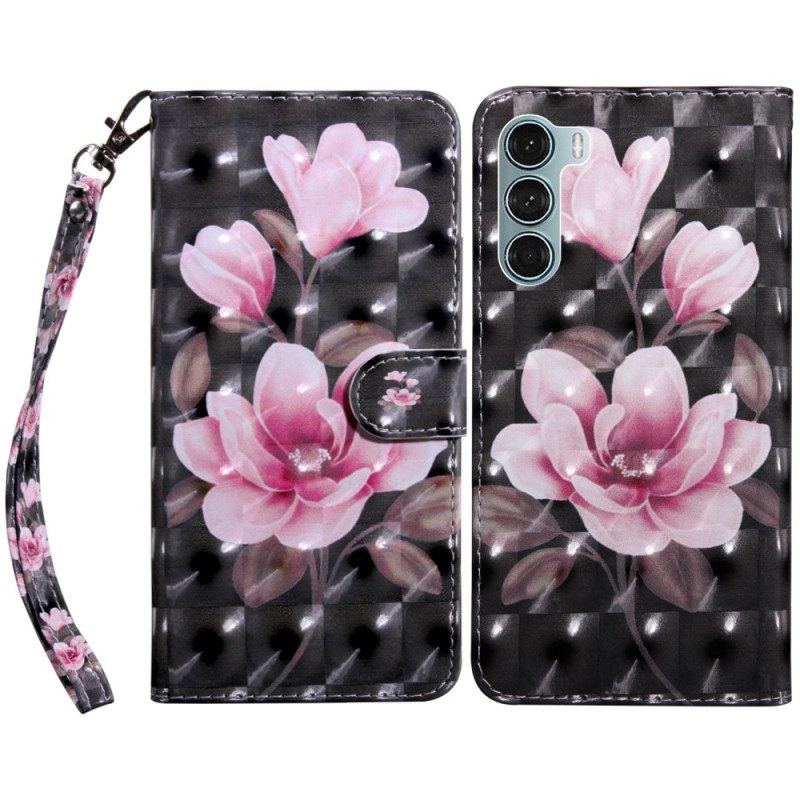 Flip Case Für Oppo A54 5G / A74 5G Blumen Mit Schlüsselband