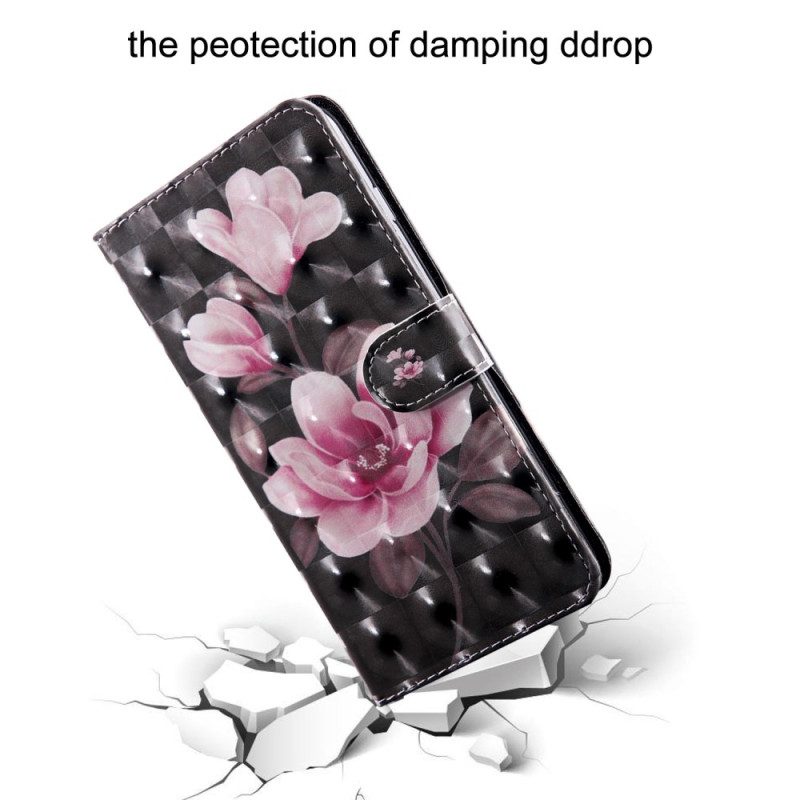 Flip Case Für Oppo A54 5G / A74 5G Blumen Mit Schlüsselband