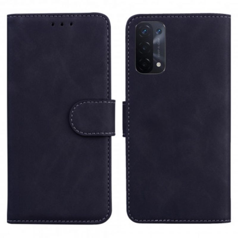 Flip Case Für Oppo A54 5G / A74 5G Monochromer Ledereffekt