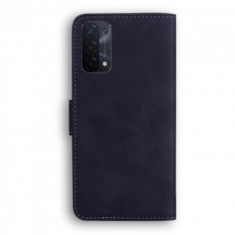 Flip Case Für Oppo A54 5G / A74 5G Monochromer Ledereffekt