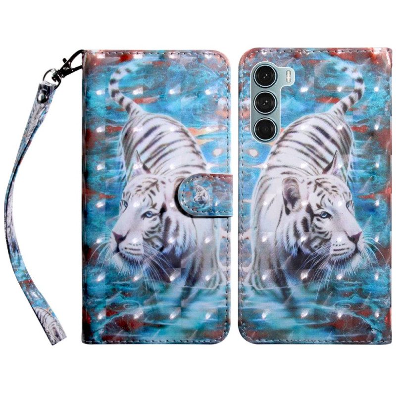 Lederhüllen Für Oppo A54 5G / A74 5G Tiger-kunstleder Mit Schlüsselband