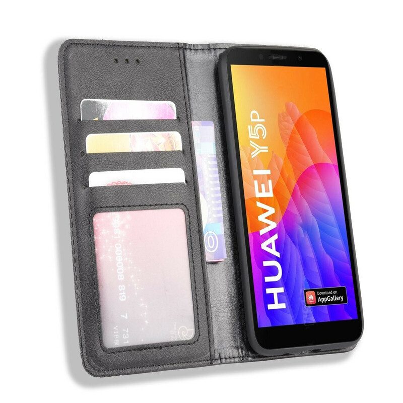 Schutzhülle Für Huawei Y5p Flip Case Stilisierter Vintage-ledereffekt