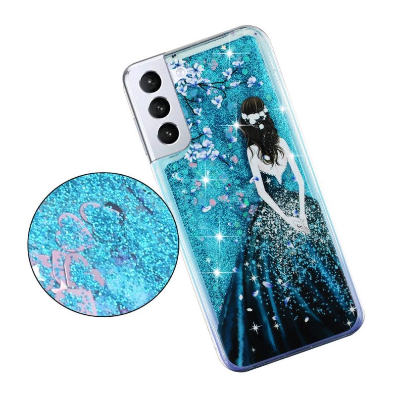 Hülle Samsung Galaxy S24 Plus 5g Blue Girl Glitzerflüssigkeit