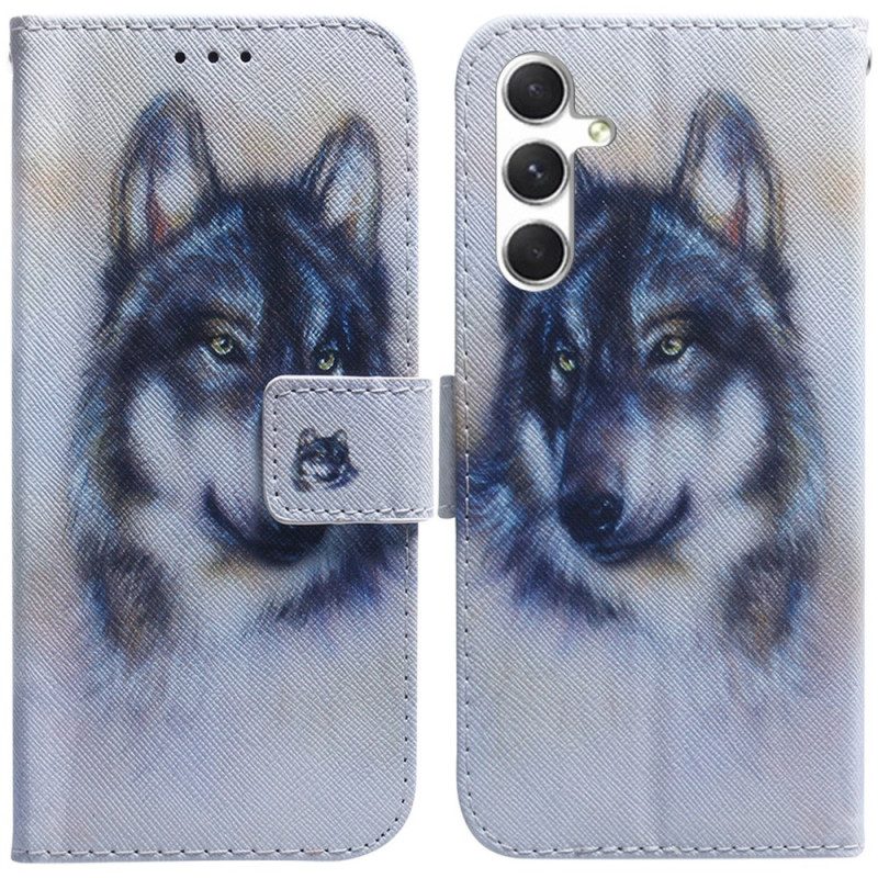 Lederhüllen Für Samsung Galaxy S24 Plus 5g Aquarell Wolf