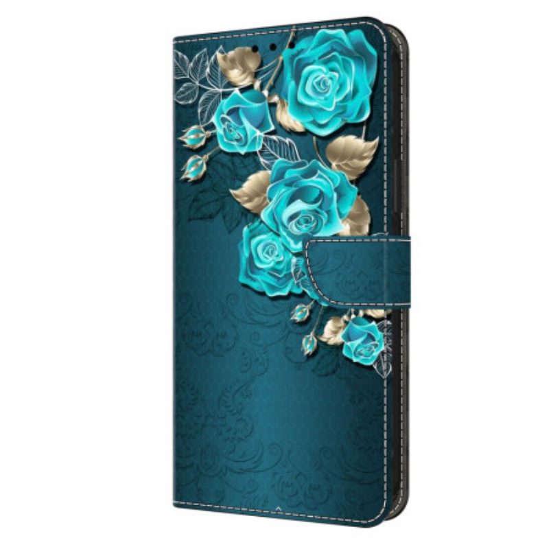 Lederhüllen Samsung Galaxy S24 Plus 5g Blaue Rosen