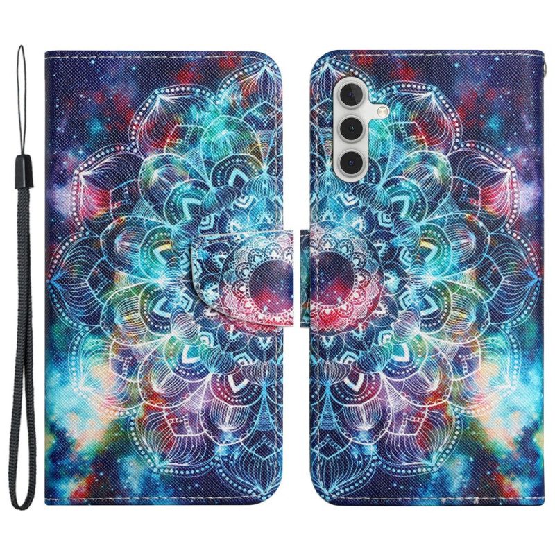 Lederhüllen Samsung Galaxy S24 Plus 5g Buntes Mandala Mit Riemen