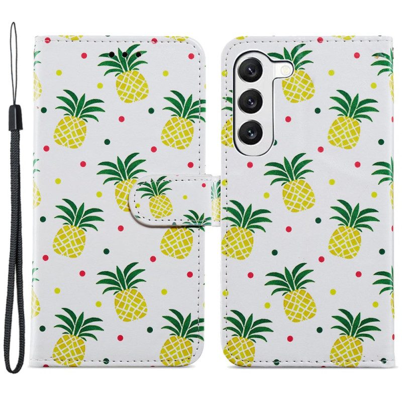 Lederhüllen Samsung Galaxy S24 Plus 5g Handyhülle Ananas Mit Riemen