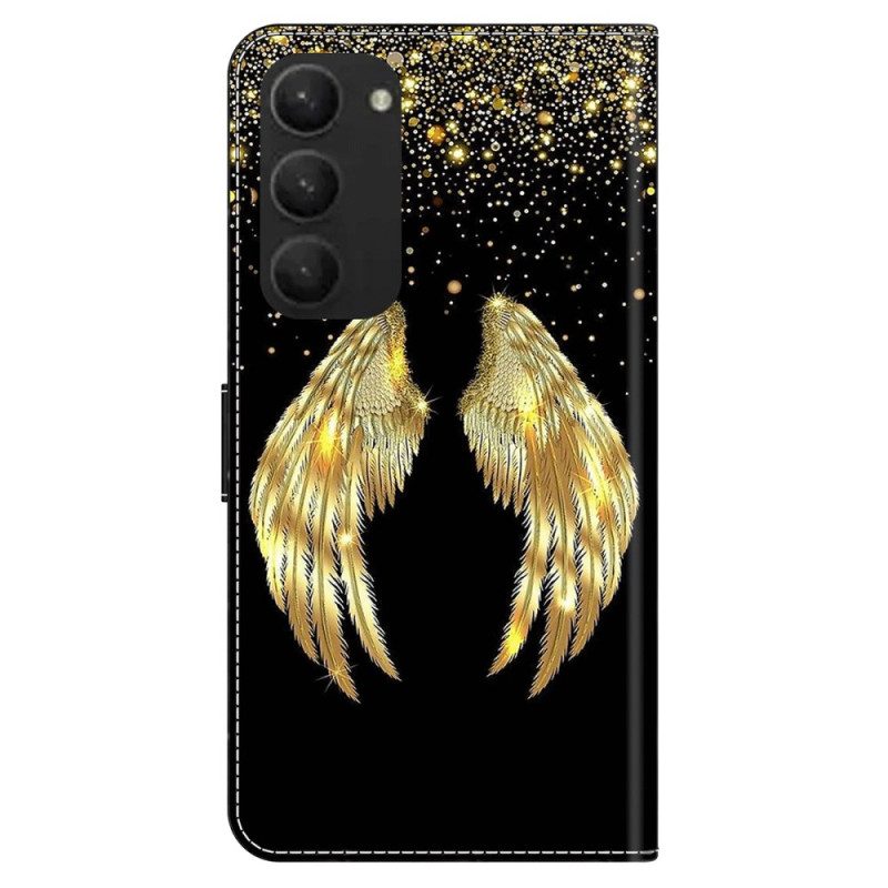 Lederhüllen Samsung Galaxy S24 Plus 5g Handyhülle Goldene Flügel