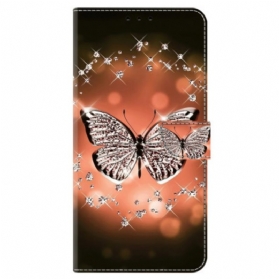 Lederhüllen Samsung Galaxy S24 Plus 5g Handyhülle Kristallschmetterling