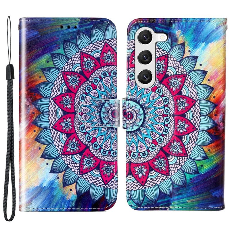 Lederhüllen Samsung Galaxy S24 Plus 5g Handyhülle Mandala-blume Mit Riemen