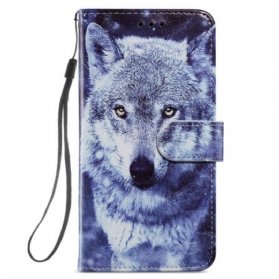 Lederhüllen Samsung Galaxy S24 Plus 5g Handyhülle Weißer Wolf Mit Riemen