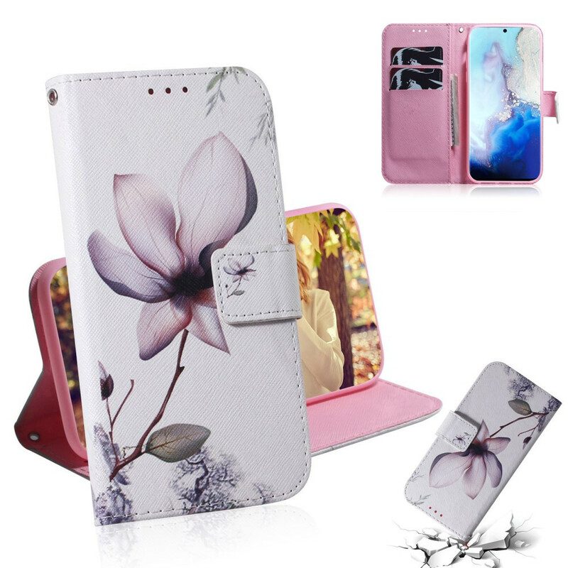 Flip Case Für Samsung Galaxy S20 Blume Staubiges Rosa