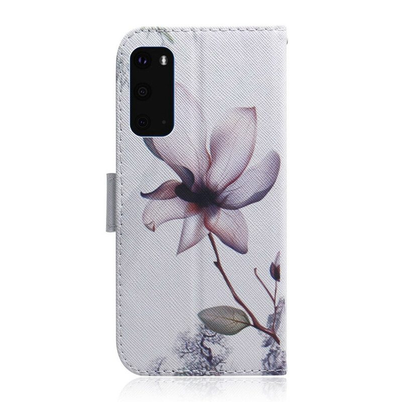 Flip Case Für Samsung Galaxy S20 Blume Staubiges Rosa