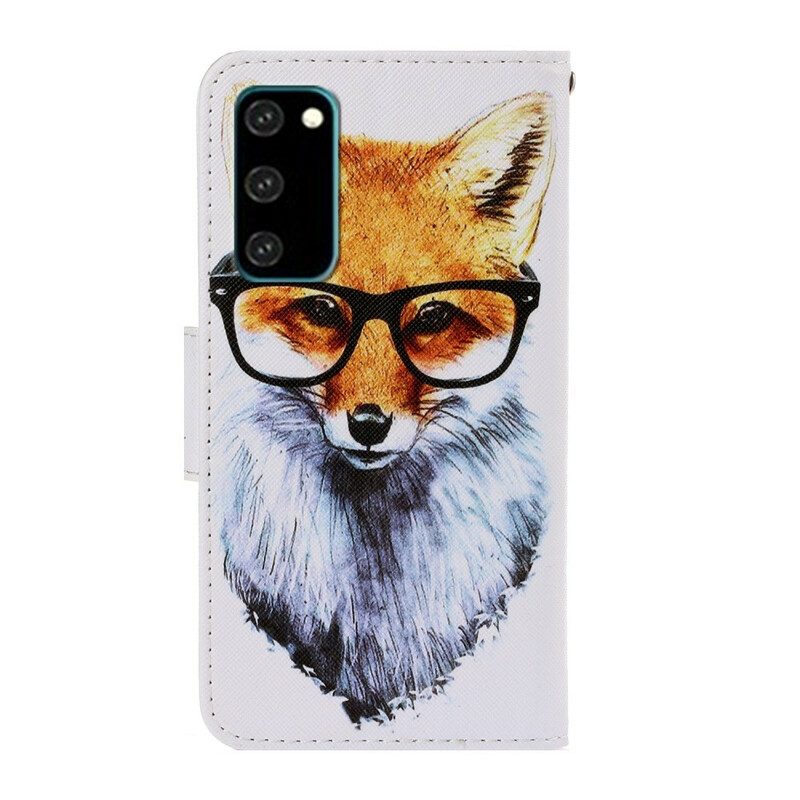 Flip Case Für Samsung Galaxy S20 Mit Kordel Brainy Fox Mit Riemen