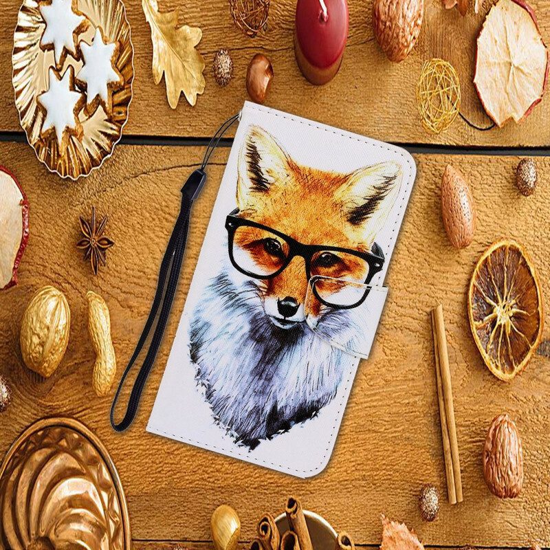 Flip Case Für Samsung Galaxy S20 Mit Kordel Brainy Fox Mit Riemen