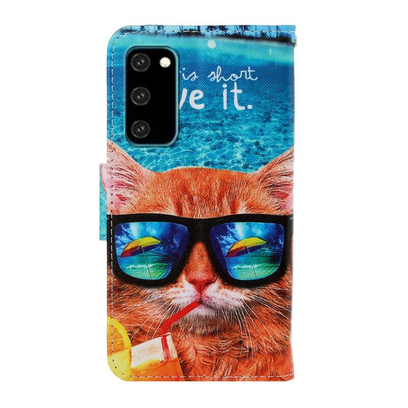 Flip Case Für Samsung Galaxy S20 Mit Kordel Cat Live It Strappy