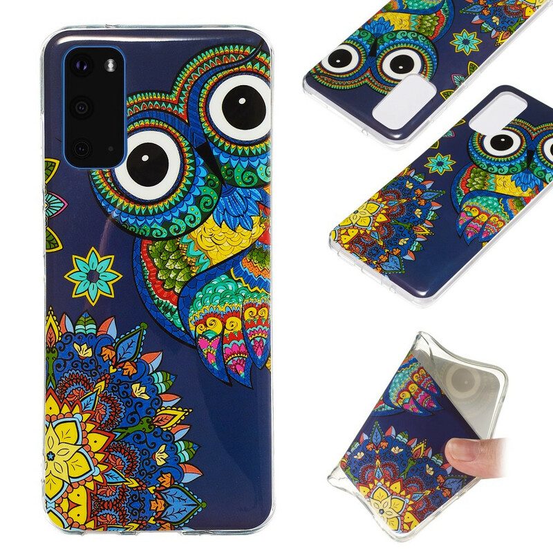 Handyhülle Für Samsung Galaxy S20 Fluoreszierendes Eulen-mandala