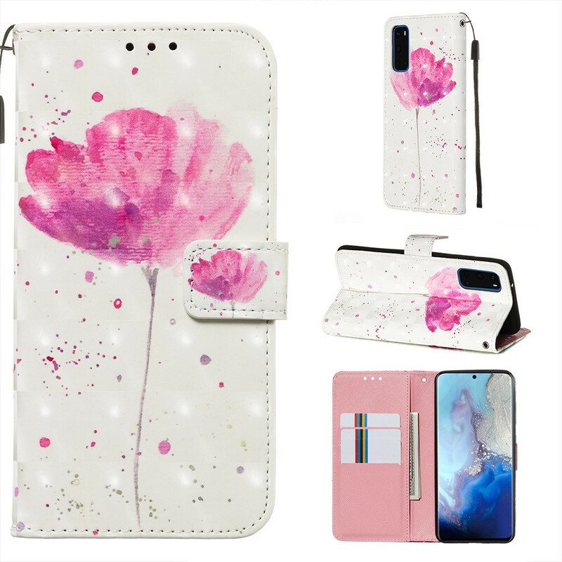 Handyhülle Lederhüllen Für Samsung Galaxy S20 Aquarellmohn