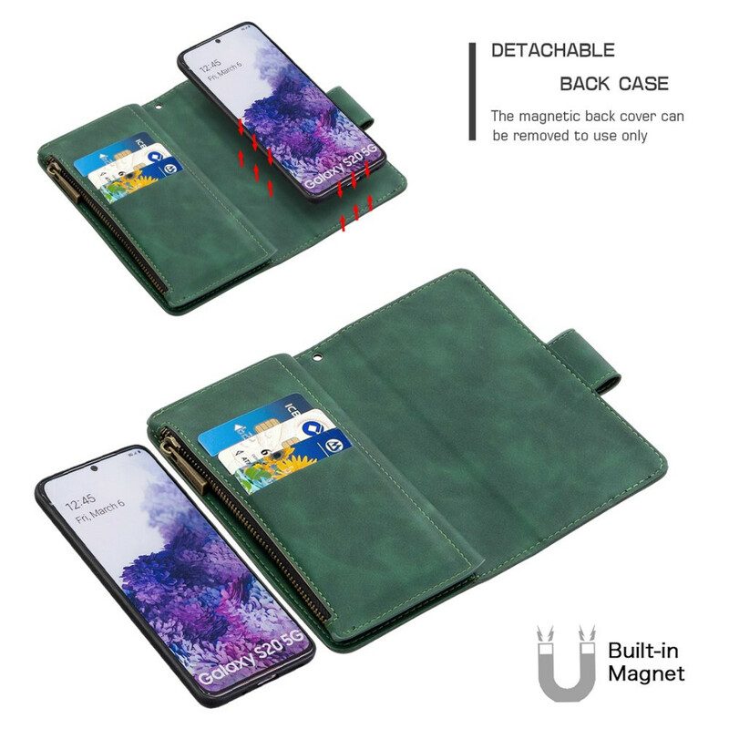 Hülle Flip Case Für Samsung Galaxy S20 Mit Reißverschluss Abnehmbar