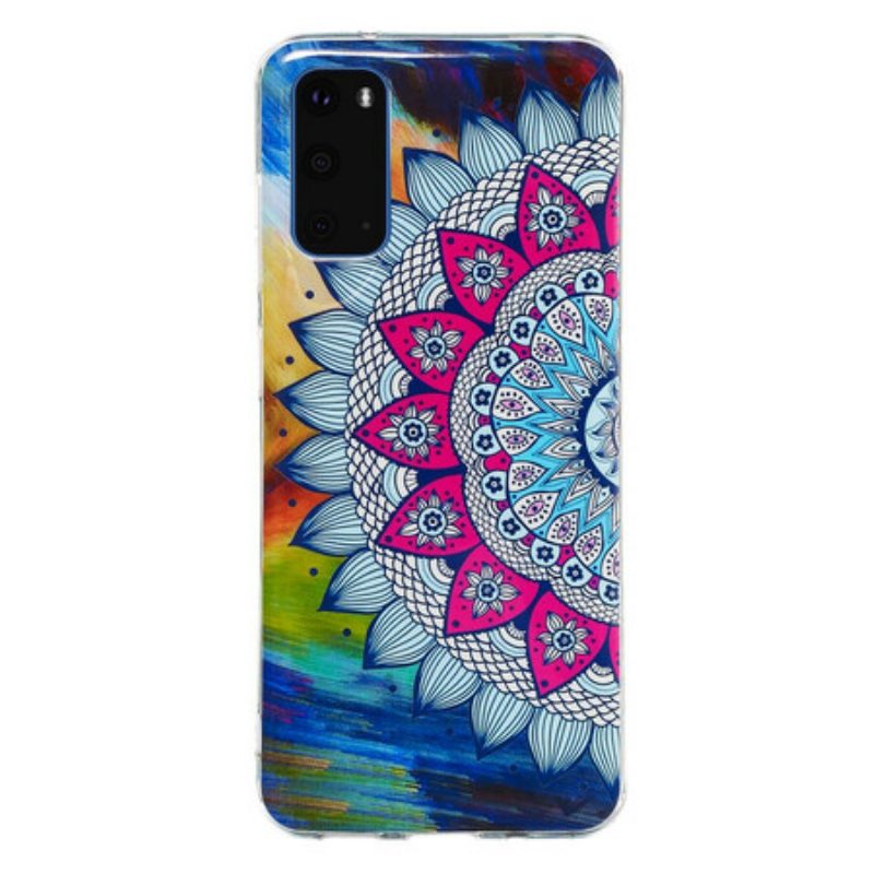 Hülle Für Samsung Galaxy S20 Fluoreszierendes Buntes Mandala