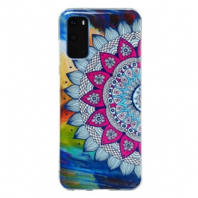 Hülle Für Samsung Galaxy S20 Fluoreszierendes Buntes Mandala