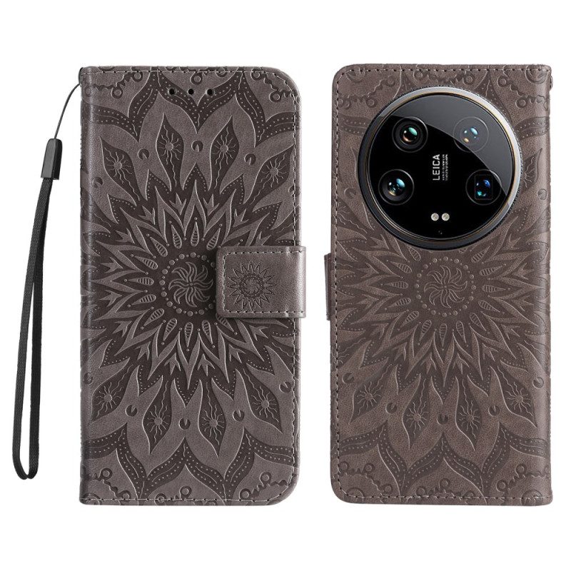 Lederhüllen Für Xiaomi 14 Ultra Mandala Mit Riemen