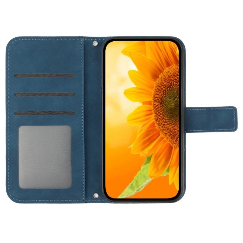 Lederhüllen Xiaomi 14 Ultra Sonnenblumenmuster Mit Riemen