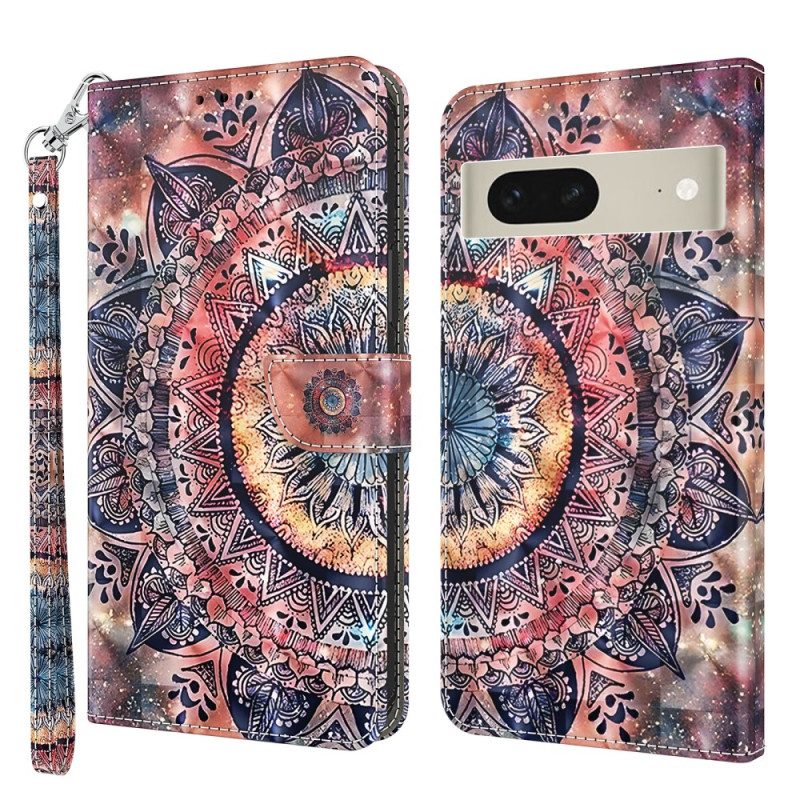 Lederhüllen Google Pixel 8 Buntes Mandala Mit Riemen