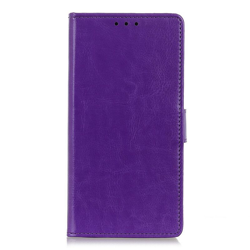 Flip Case Für Samsung Galaxy A02s Einfacher Glänzender Ledereffekt