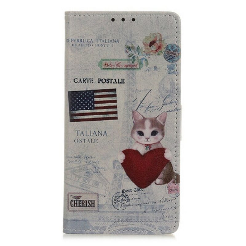 Flip Case Für Samsung Galaxy A02s Reisende Katze