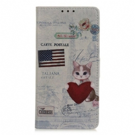 Flip Case Für Samsung Galaxy A02s Reisende Katze