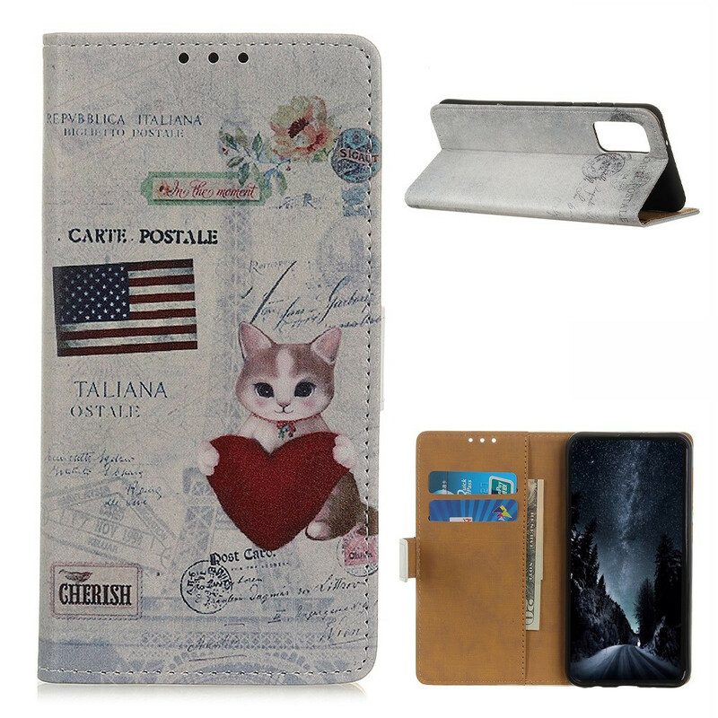 Flip Case Für Samsung Galaxy A02s Reisende Katze