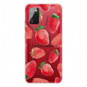 Hülle Für Samsung Galaxy A02s Erdbeeren / Ich Liebe Erdbeeren