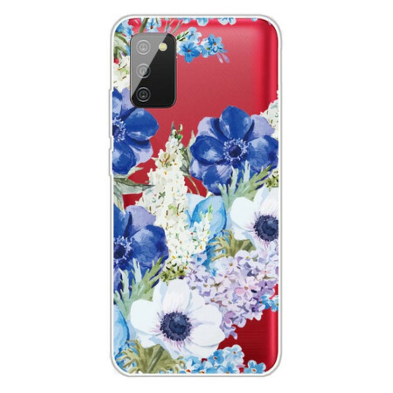 Hülle Für Samsung Galaxy A02s Nahtlose Aquarellblaue Blumen