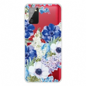 Hülle Für Samsung Galaxy A02s Nahtlose Aquarellblaue Blumen